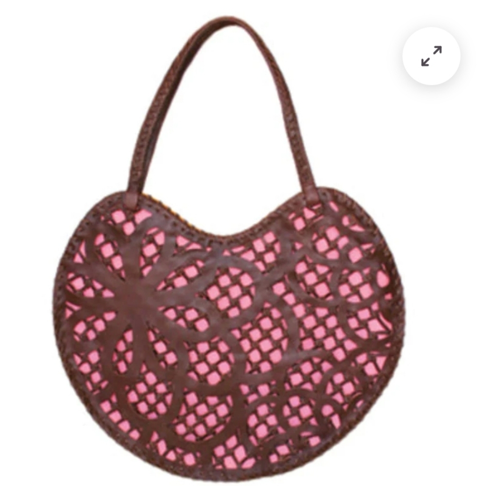 Hadley Pollet Pee-ka-boo Bag 100% Leather Brown/Pink